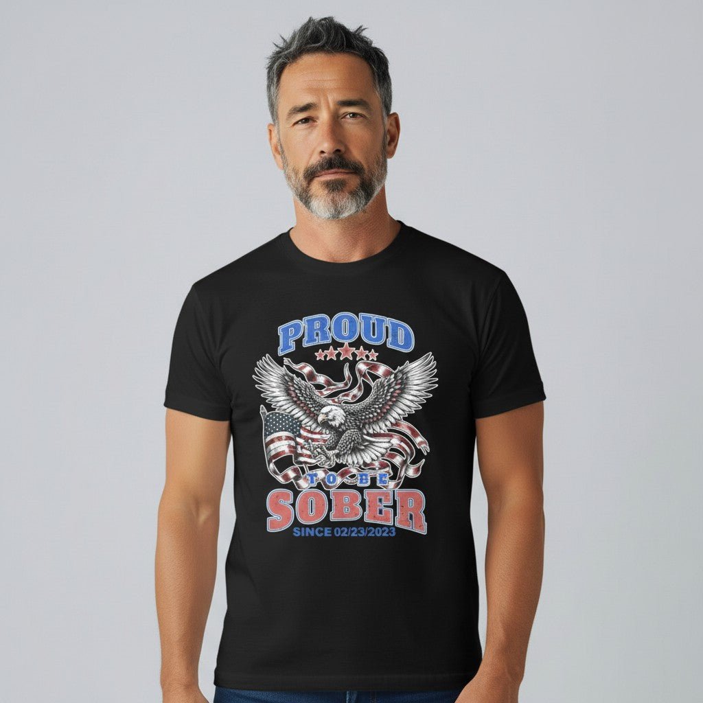 Sober T Shirt | Proud To Be Sober Tee with Personalized Date