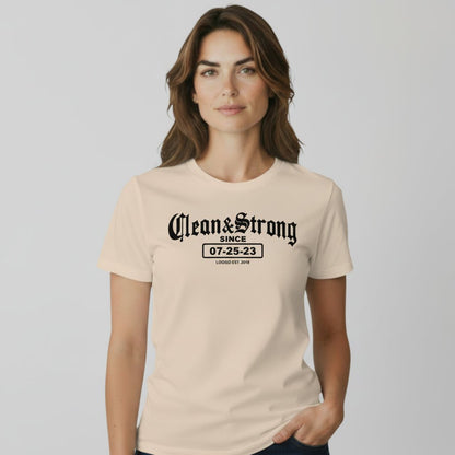 Clean & Strong Sober Sober T Shirt close-up view (view 22)