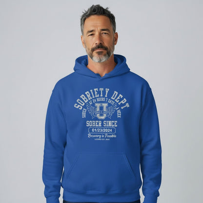 Recovery Hoodie | Sobriety Dept Hoodie with Custom Sobriety Date