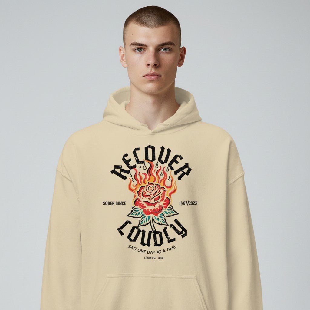 Recovery Hoodie | Recover Loudly Custom Sobriety Date Hoodie
