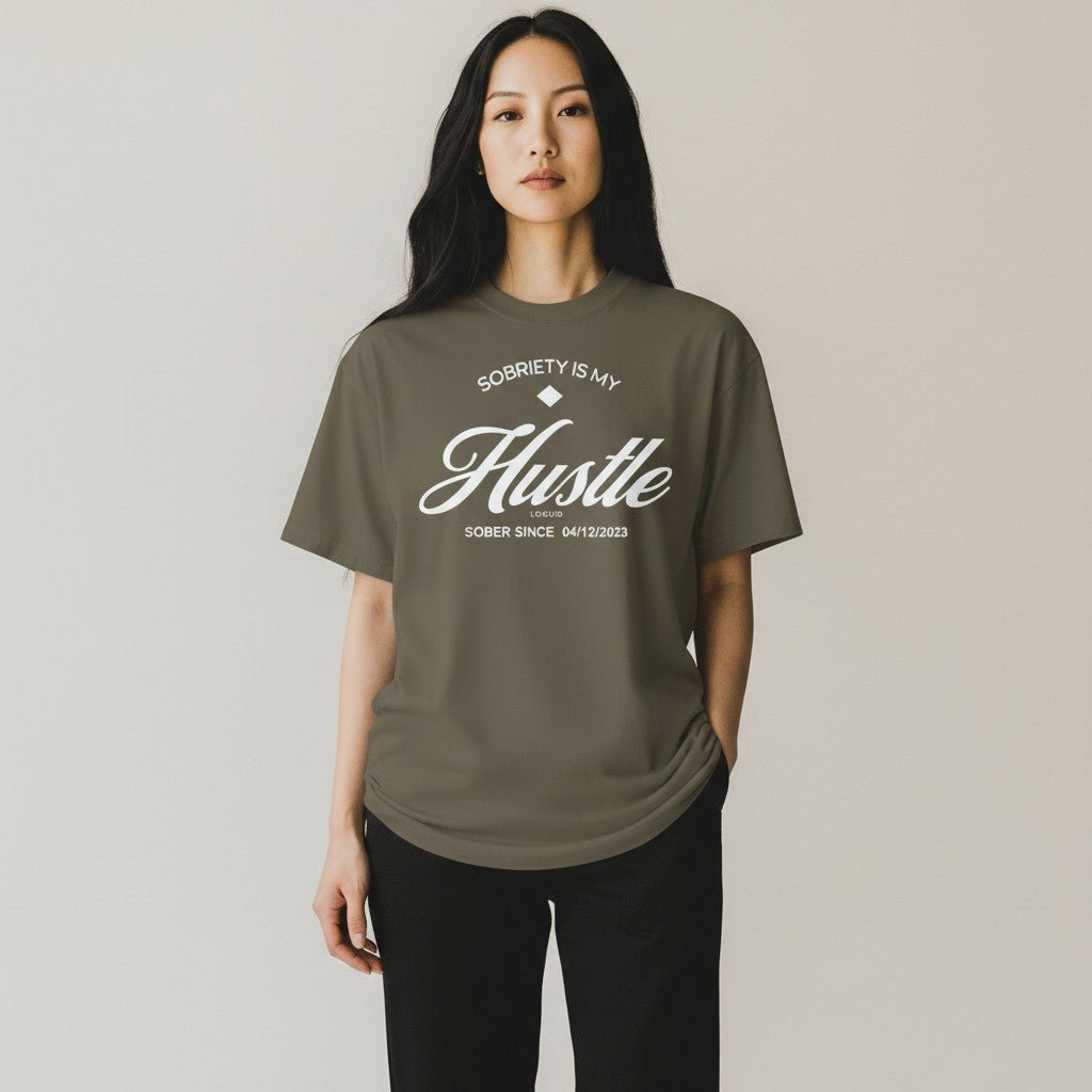 Sober   T   Shirt   |   Women’s   Old   School   Tee   with   Personalized   Sobriety   Date
