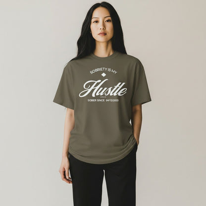 Sober   T   Shirt   |   Women’s   Old   School   Tee   with   Personalized   Sobriety   Date