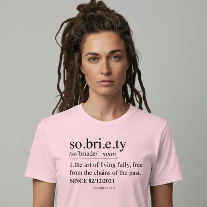 Sober T Shirt | Women's Sobriety Definition Tee with Custom Sober Date