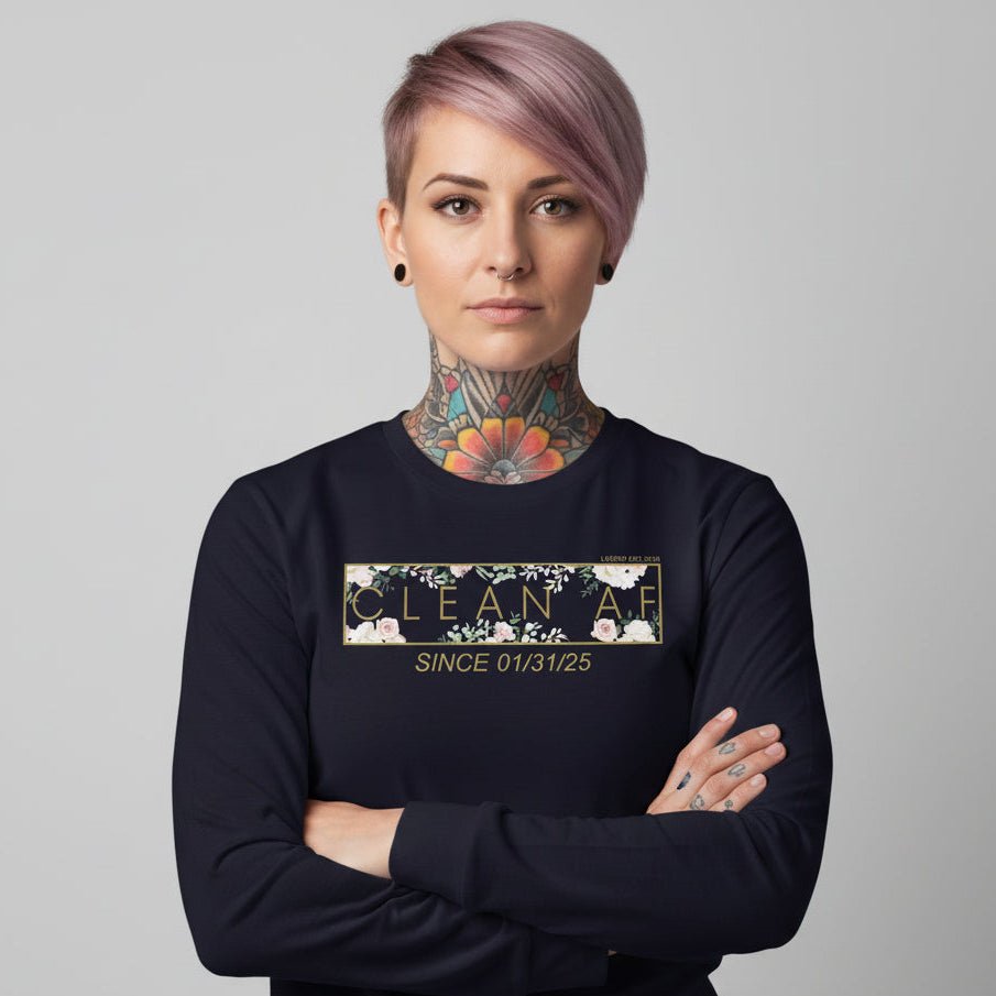 Clean AF Flower Long Sleeve Sober T Shirt fit detail (view 9)