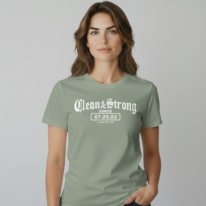 Clean & Strong Sober Sober T Shirt flat lay styled image (view 13)