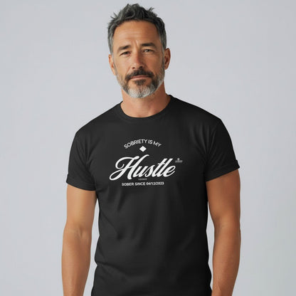 Hustle Men's Relaxed T-Shirt w/Personalize Sober Date