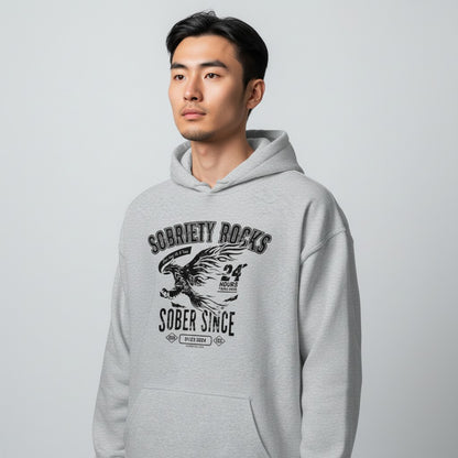 Sobriety Rocks | Men's Sober Since Hoodie with Custom Sobriety Date