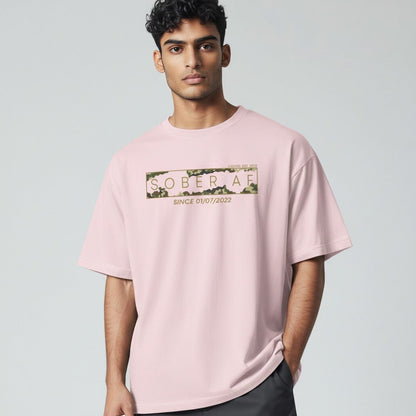 Sober T Shirt | Men’s Sober AF Camo Tee with Personalized Date