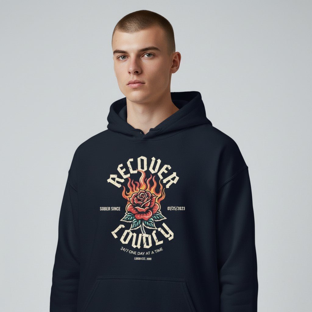 Recovery Hoodie | Recover Loudly Custom Sobriety Date Unisex Hoodie