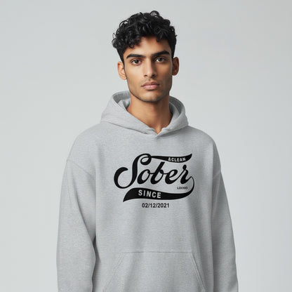 Men Sober Since Hoodie w/ Personalized Sobriety Date