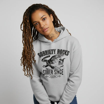 Sobriety Rocks | Women's Sober Since Hoodie with Custom Sobriety Date