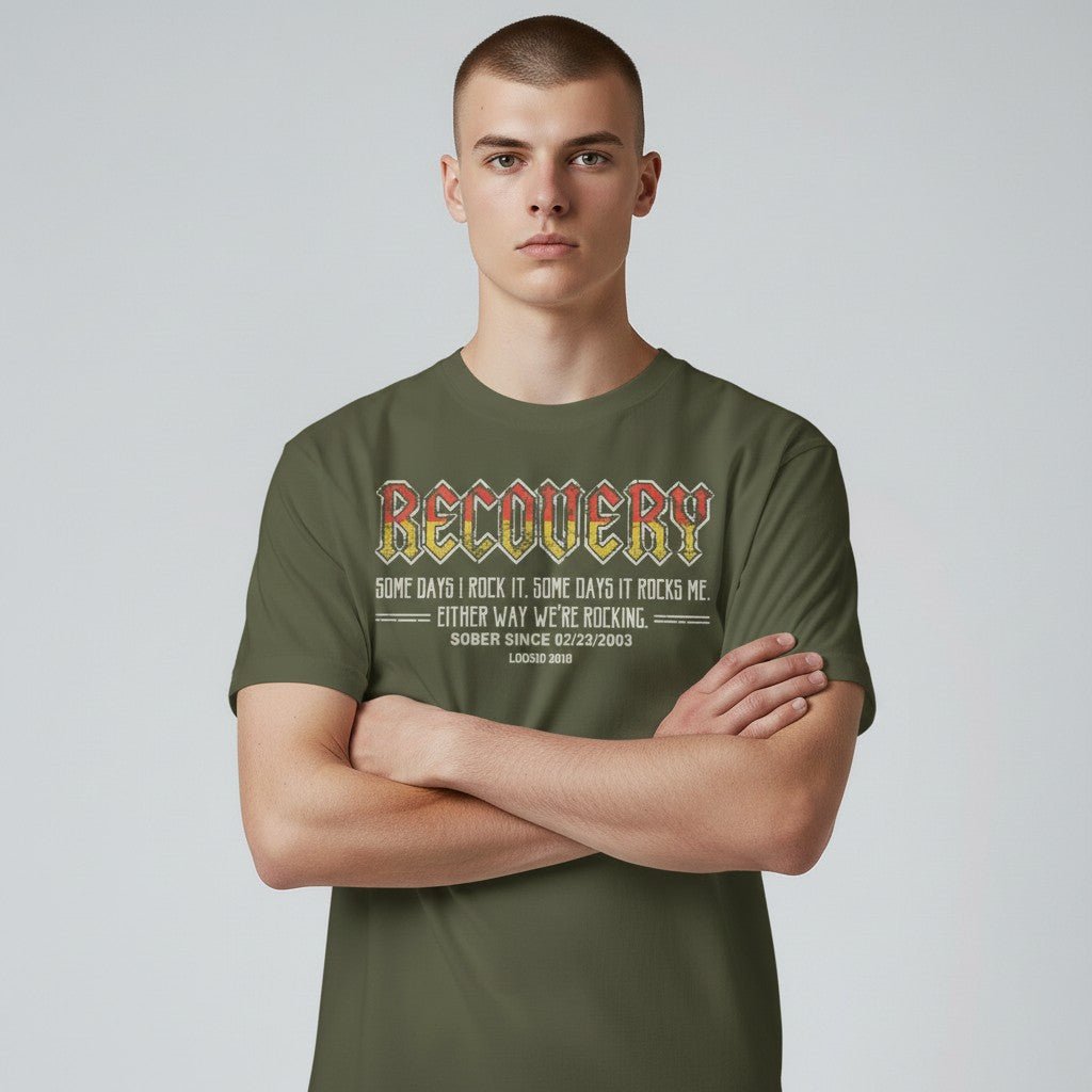 Recovery T-shirt | Men's Recovery Rock T-shirt with Personalized Date