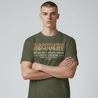 Recovery T-shirt | Men's Recovery Rock T-shirt with Personalized Date