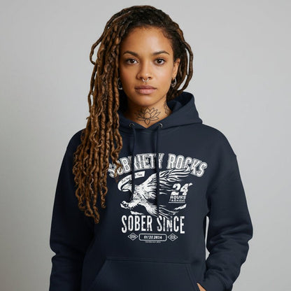 Sobriety Rocks | Women's Sober Since Hoodie with Custom Sobriety Date