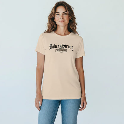 Sober T Shirt | Women’s Old School Tee with Personalized Sobriety Date
