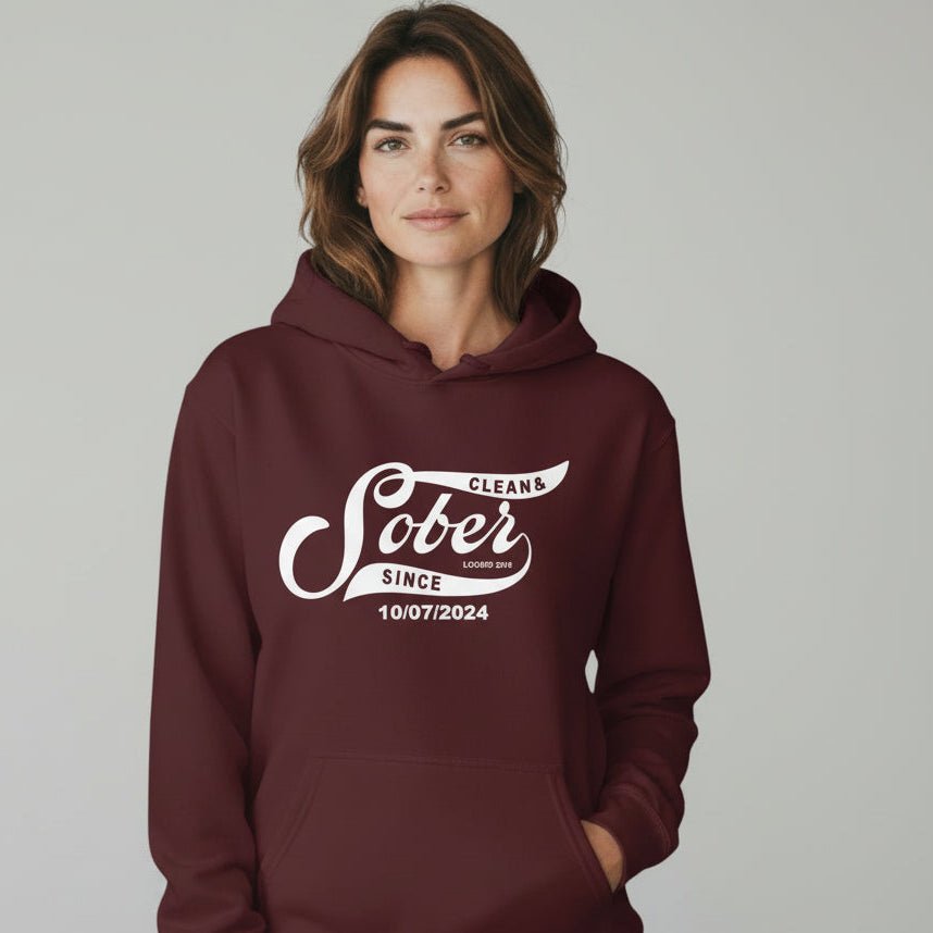 Recovery Hoodie | Women's Sober Since Hoodie with Custom Sober Date