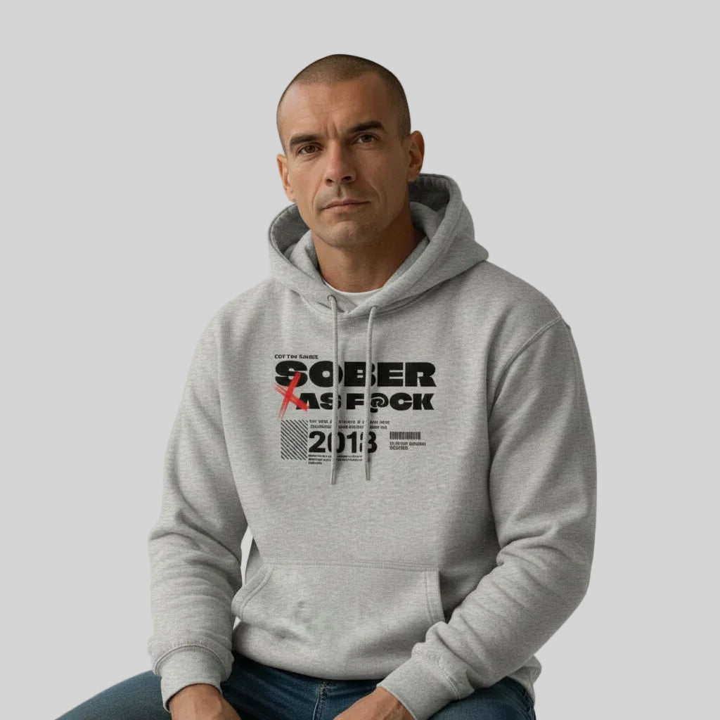 Sober As F*ck Recovery Hoodie flat lay styled image (view 23)