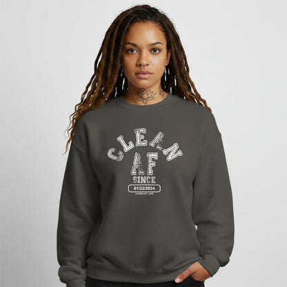 Clean AF Since Sobriety Recovery Hoodie graphic detail (view 14)
