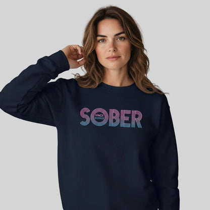 Retro Sobriety Date Sweatshirt – Personalized Sober Date