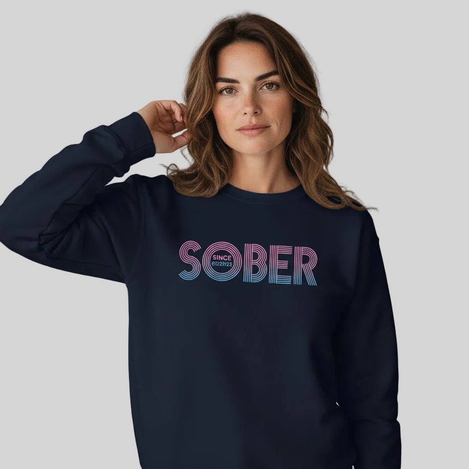 Retro Sobriety Date Sweatshirt – Personalized Sober Date