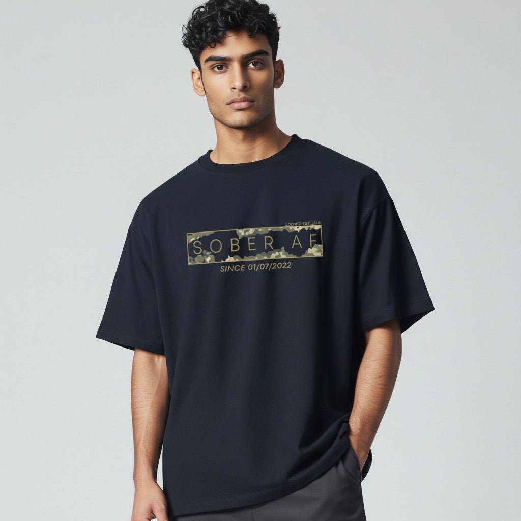 Sober T Shirt | Men’s Sober AF Camo Tee with Personalized Date