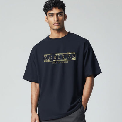 Sober T Shirt | Men’s Sober AF Camo Tee with Personalized Date