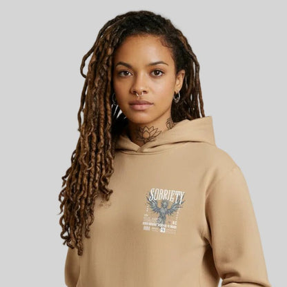 Tan Phoenix Reborn | Front & Back Print Sober Hoodie Limited Edition