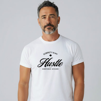 Hustle Men's Relaxed T-Shirt w/Personalize Sober Date