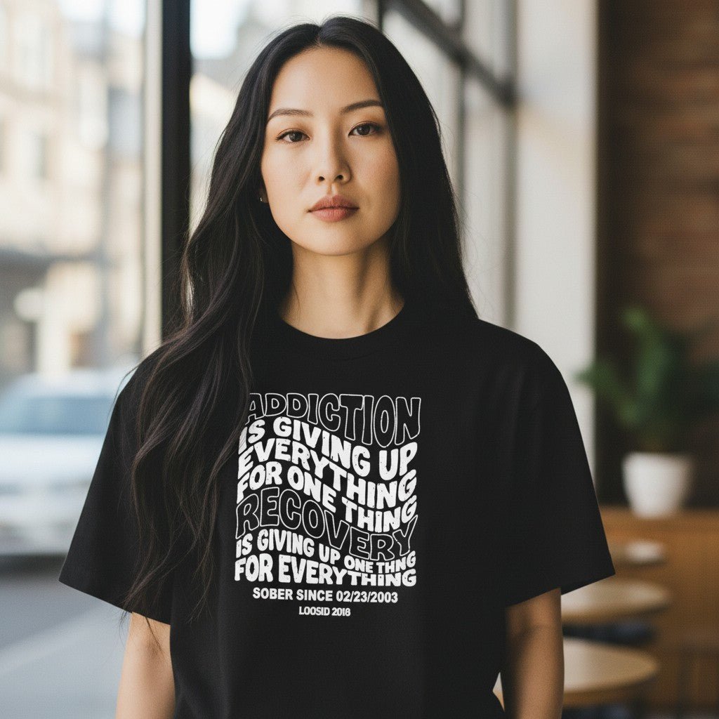 Recovery T-shirt | Men's Addiction is Giving up T-shirt with Personalized Date