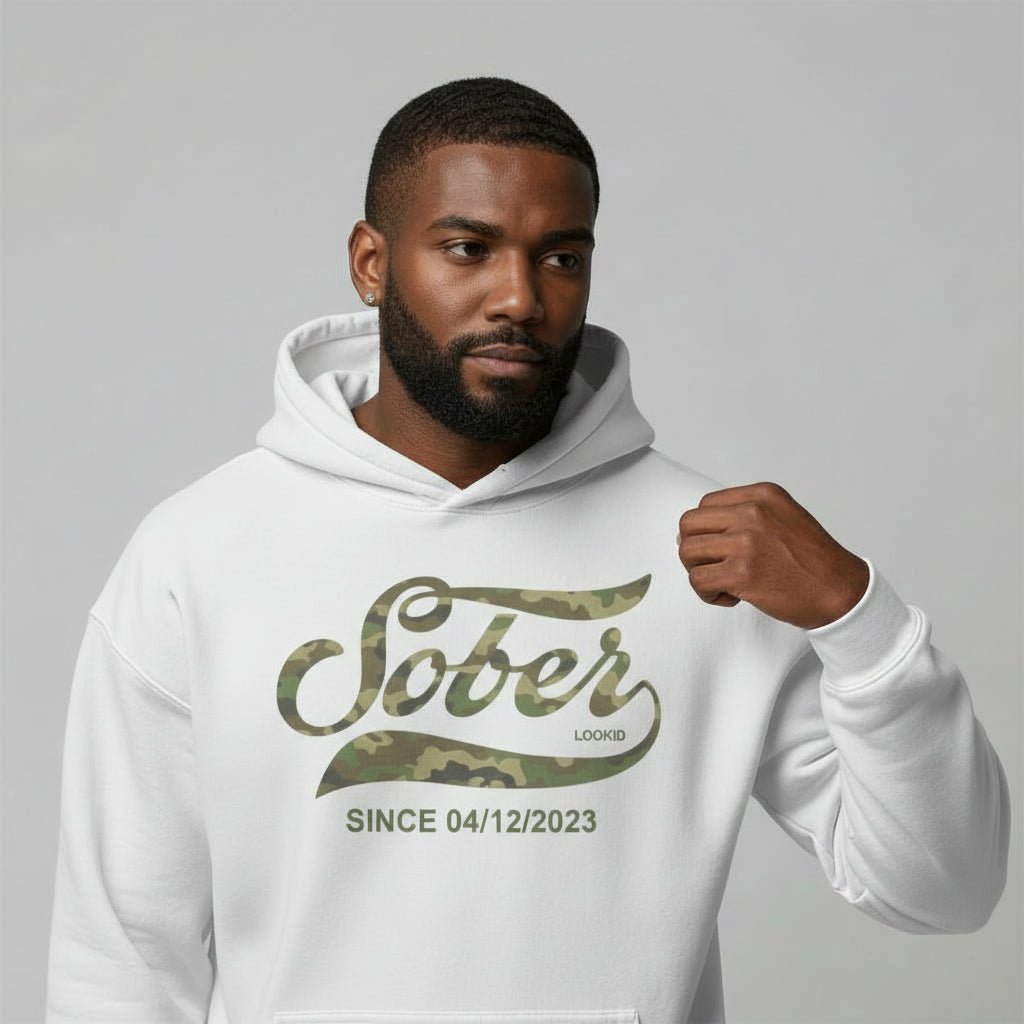 Recovery Hoodie | Sober Since Camo Hoodie with Personalized Date