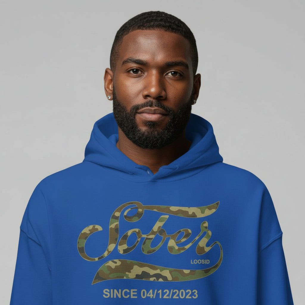Recovery Hoodie | Sober Since Camo Hoodie with Personalized Date
