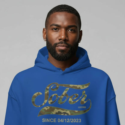 Recovery Hoodie | Sober Since Camo Hoodie with Personalized Date