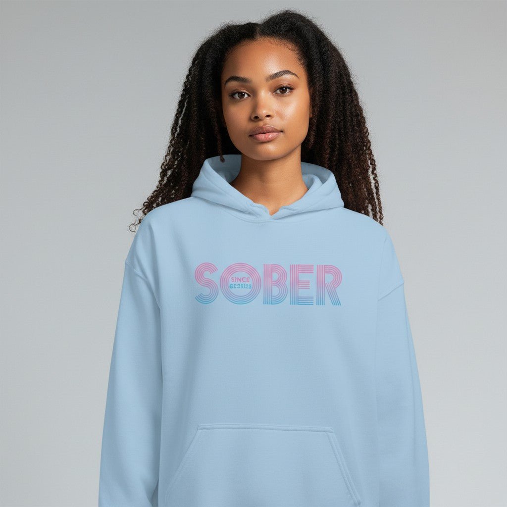 Recovery Hoodie | Retro Sobriety Date Hoodie with Personalized Date