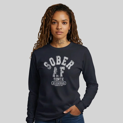 Sober AF Long Sleeve Sober T Shirt close-up view (view 2)