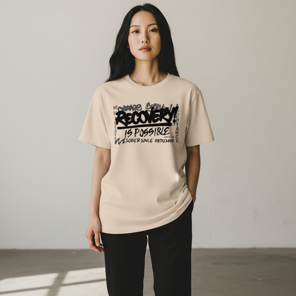 Sober T Shirt | Women's Recovery Is Possible Tee with Personalized Sobriety Date