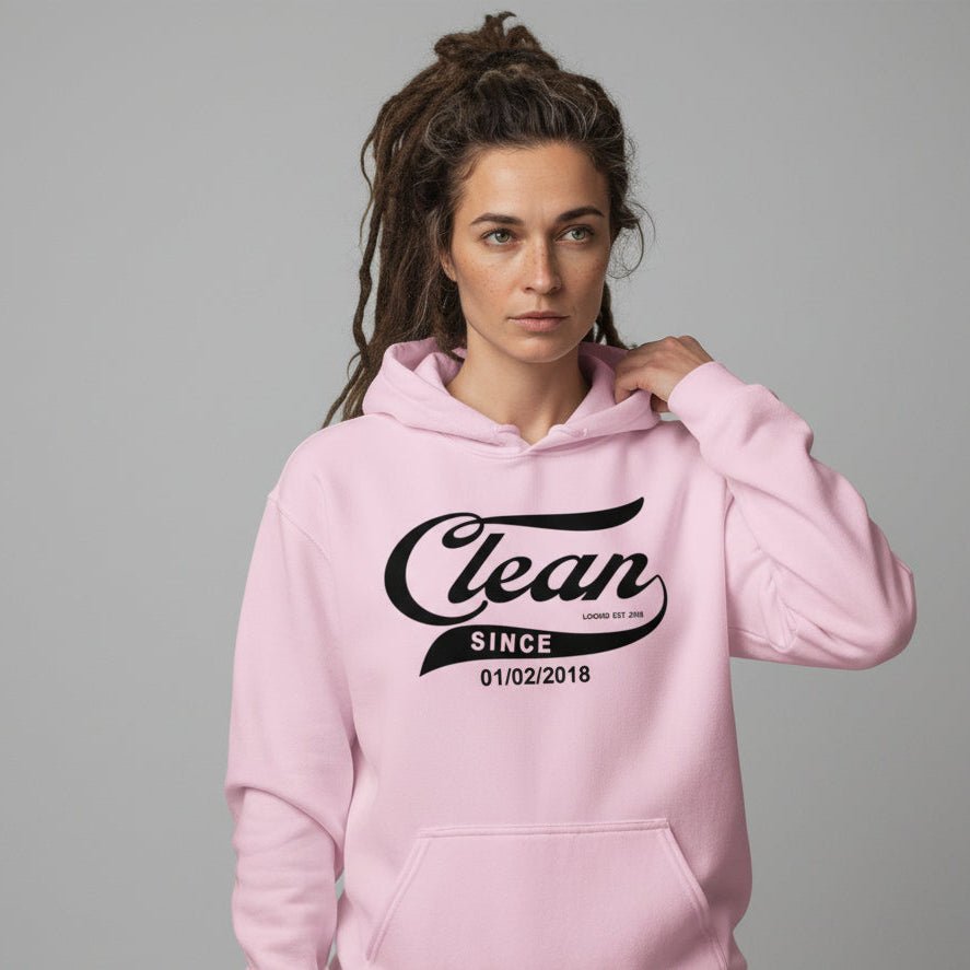 Clean Since Hoodie with Date Recovery Hoodie graphic detail (view 54)