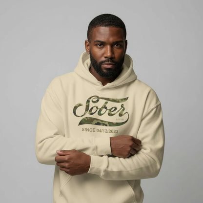 Recovery Hoodie | Sober Since Camo Hoodie with Personalized Date