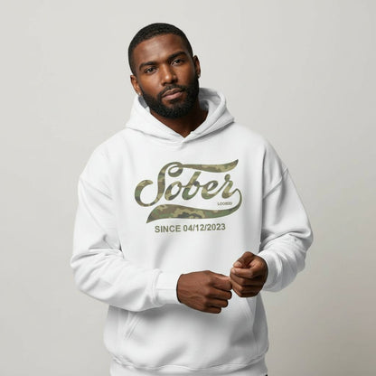 Recovery Hoodie | Sober Since Camo Hoodie with Personalized Date