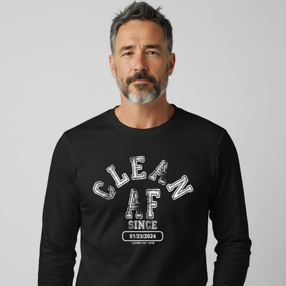 Clean AF Since Long Sleeve Sober T Shirt lifestyle view (view 5)