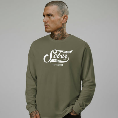 Men's Sober Since Long Sleeve T-shirt w/ Custom Sobriety Date