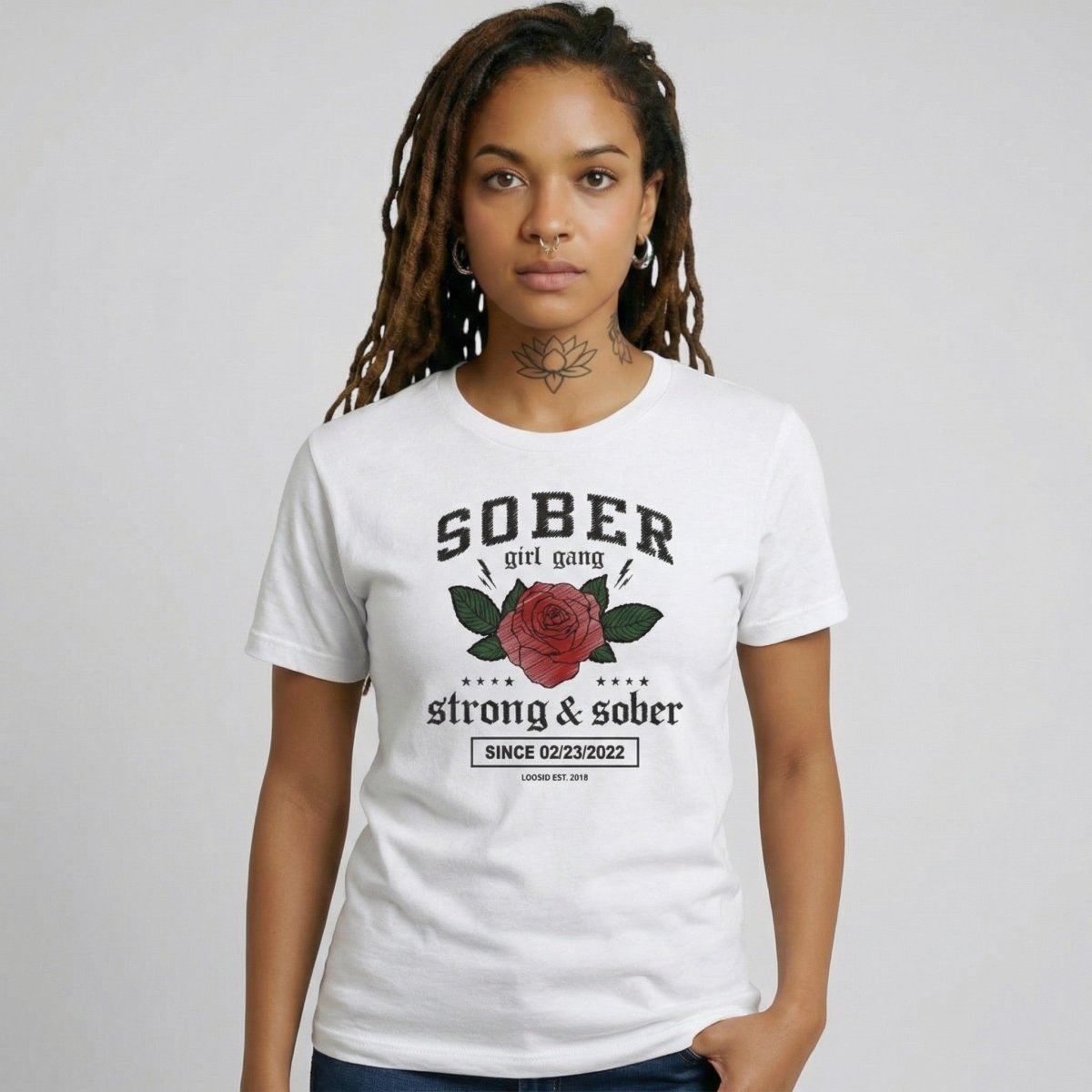 SOBER Girl Gang Strong & Sober Sober T Shirt side view (view 26)