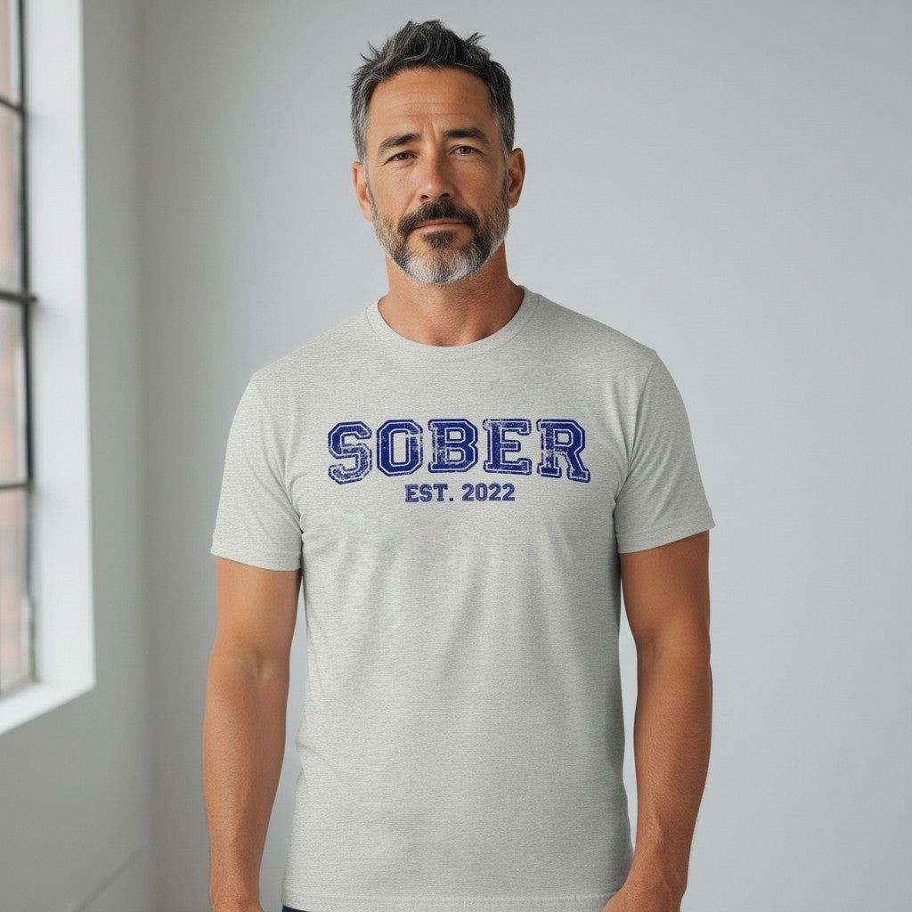 Men's Sober Est. Year T-Shirt w/ Personalized Sobriety Year
