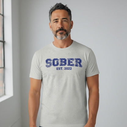 Men's Sober Est. Year T-Shirt w/ Personalized Sobriety Year