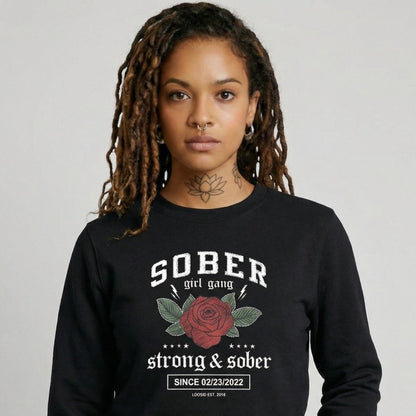 SOBER Girl Gang Strong & Sober Recovery Hoodie side view (view 6)