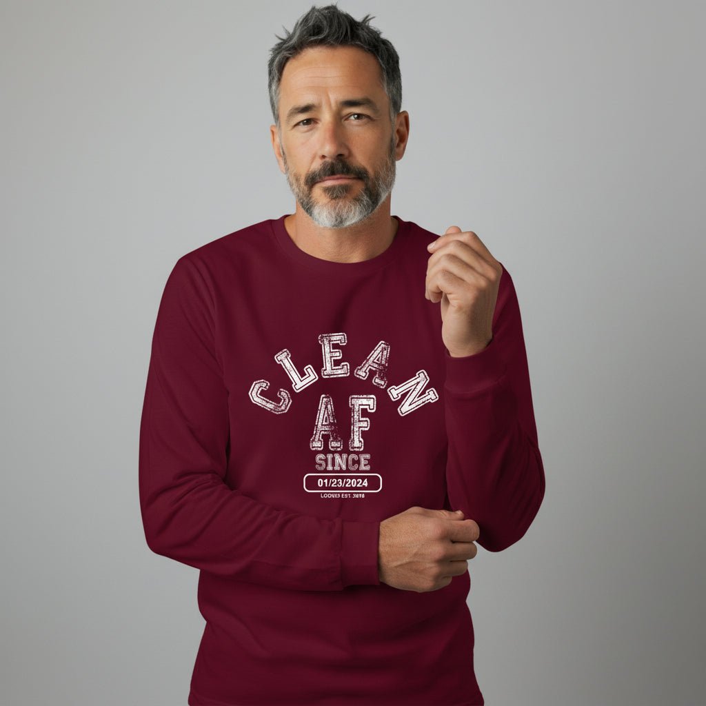 Clean AF Since Long Sleeve Sober T Shirt graphic detail (view 14)