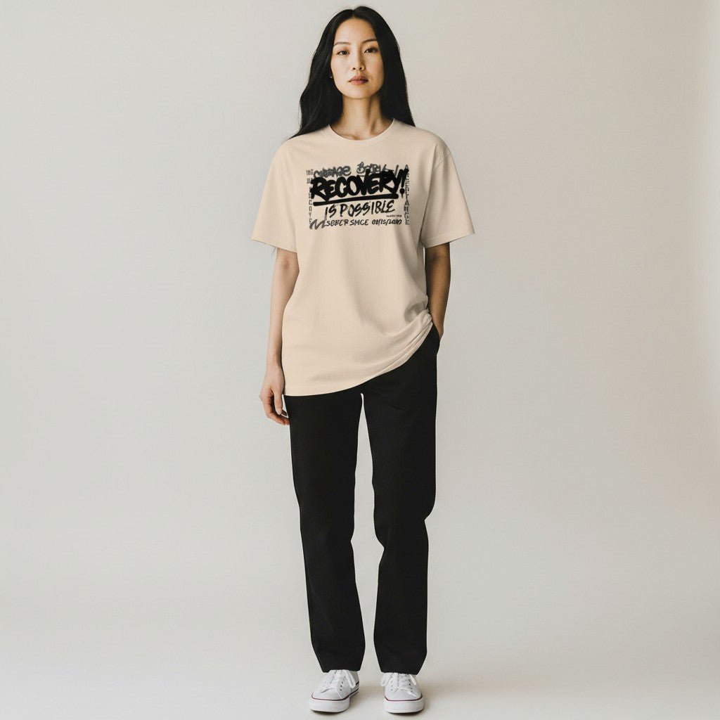 Sober T Shirt | Women's Recovery Is Possible Tee with Personalized Sobriety Date