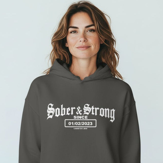 Recovery Hoodie | Unisex Old School Sober Hoodie with Custom Date