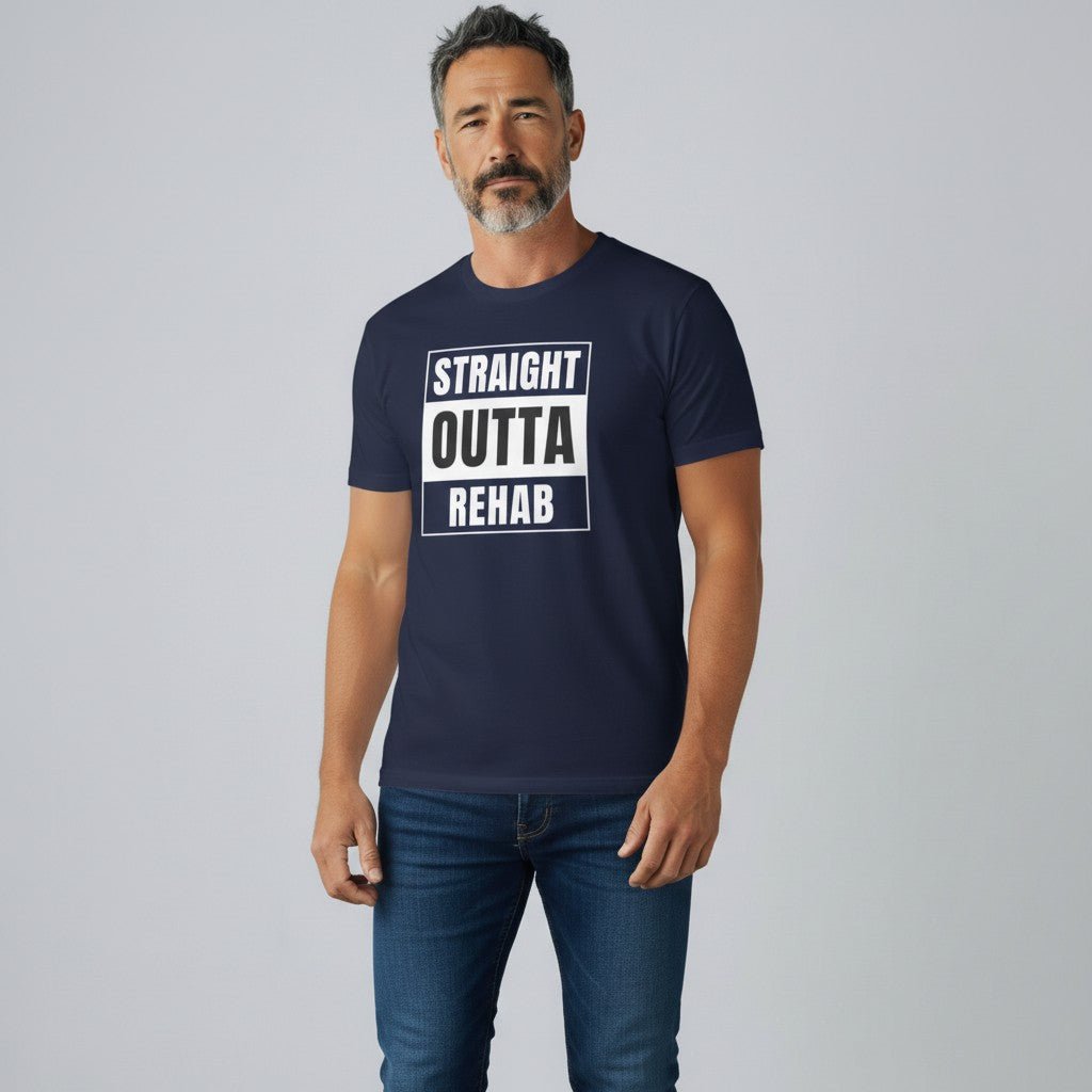 Straight Outta Rehab Sober T Shirt back view (view 7)