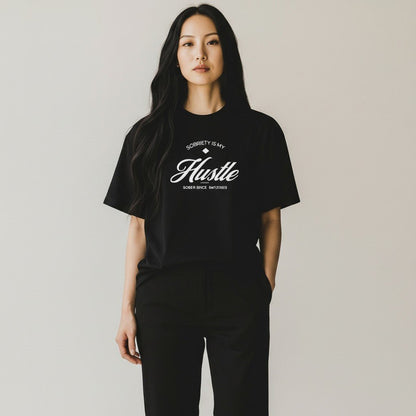 Sober   T   Shirt   |   Women’s   Old   School   Tee   with   Personalized   Sobriety   Date