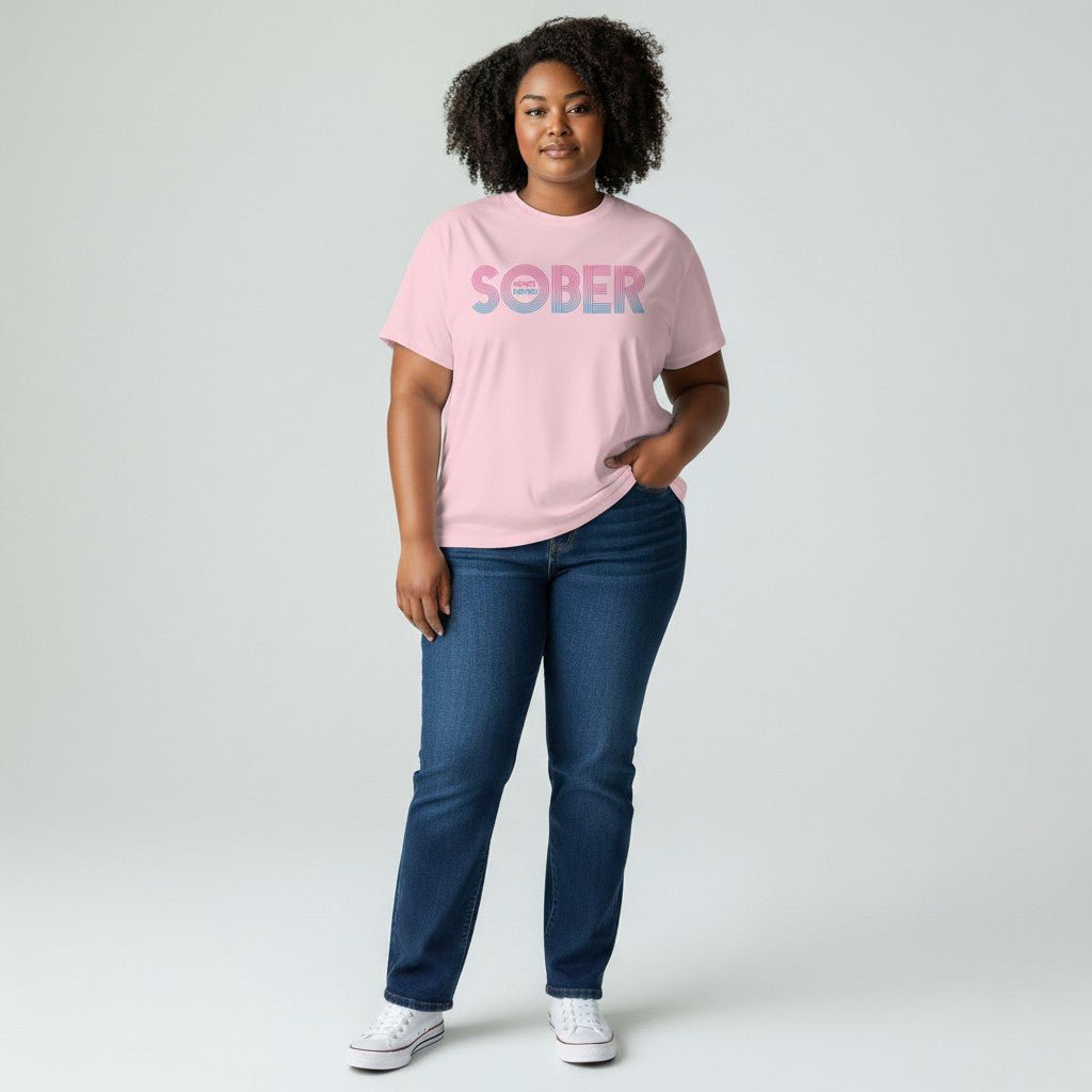 Women's Retro Sober Since T-Shirt w/ Personalized Sobriety Date